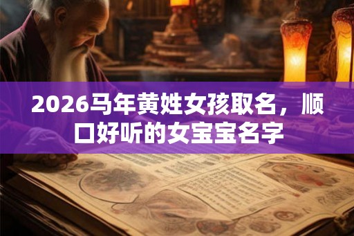 2026马年黄姓女孩取名，顺口好听的女宝宝名字
