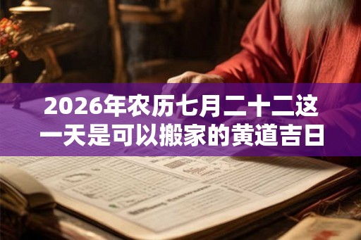 2026年农历七月二十二这一天是可以搬家的黄道吉日吗