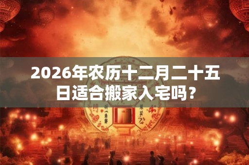 2026年农历十二月二十五日适合搬家入宅吗？