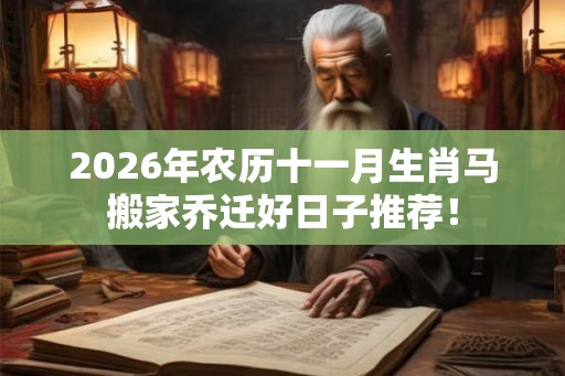 2026年农历十一月生肖马搬家乔迁好日子推荐！