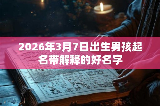 2026年3月7日出生男孩起名带解释的好名字