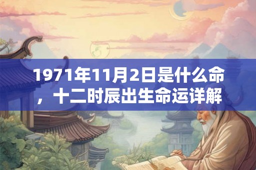 1971年11月2日是什么命，十二时辰出生命运详解