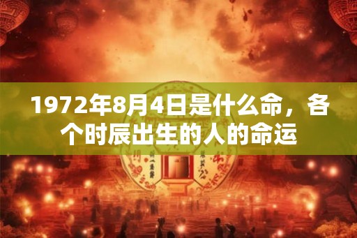 1972年8月4日是什么命，各个时辰出生的人的命运