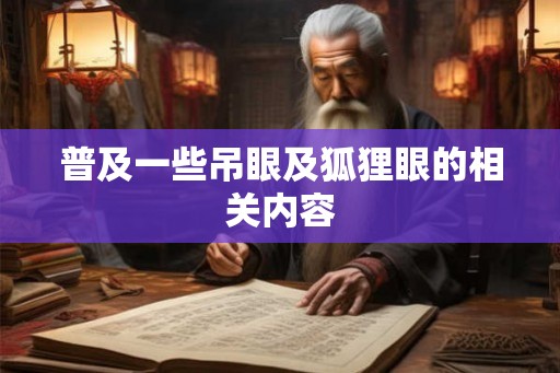 普及一些吊眼及狐狸眼的相关内容