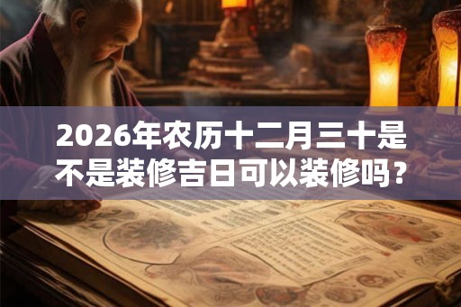 2026年农历十二月三十是不是装修吉日可以装修吗？