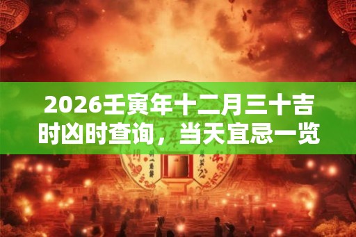 2026壬寅年十二月三十吉时凶时查询,当天宜忌一览表 2026壬寅年十二月三十吉时凶时查询,当天宜忌一览表