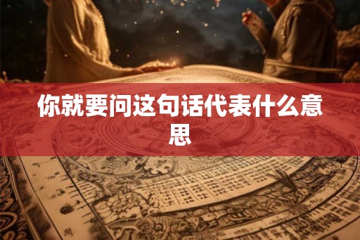 你就要问这句话代表什么意思