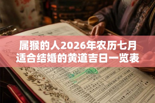 属猴的人2026年农历七月适合结婚的黄道吉日一览表！
