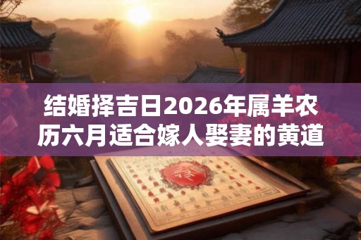 结婚择吉日2026年属羊农历六月适合嫁人娶妻的黄道吉日