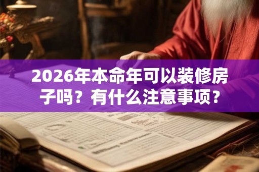 2026年本命年可以装修房子吗？有什么注意事项？