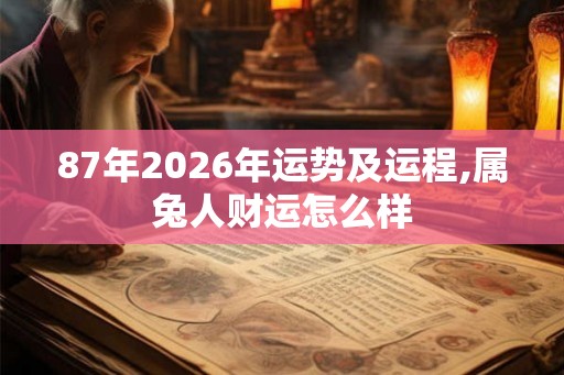 87年2026年运势及运程,属兔人财运怎么样