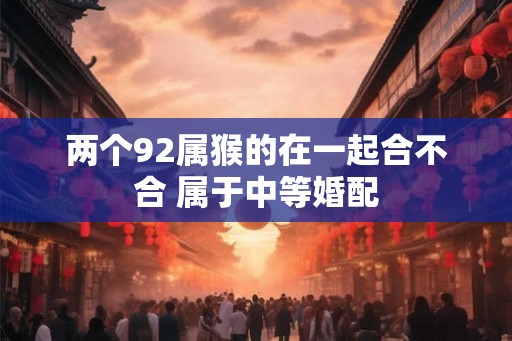 两个92属猴的在一起合不合 属于中等婚配