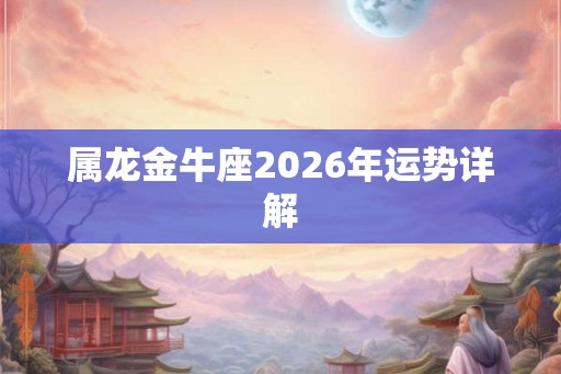 属龙金牛座2026年运势详解