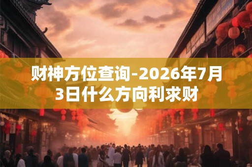 财神方位查询-2026年7月3日什么方向利求财 财神方位查询-2026年7月3日什么方向利求财