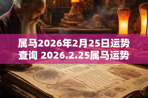 属马2026年2月25日运势查询 2026.2.25属马运势分析
