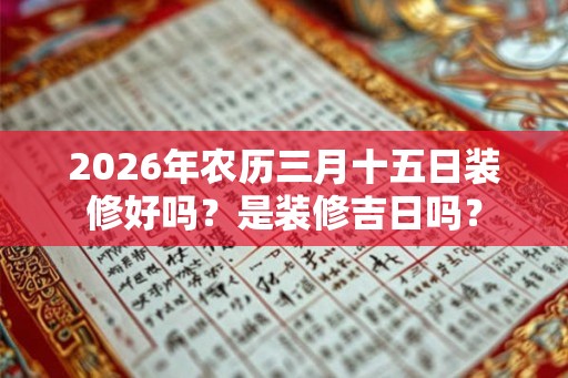 2026年农历三月十五日装修好吗？是装修吉日吗？