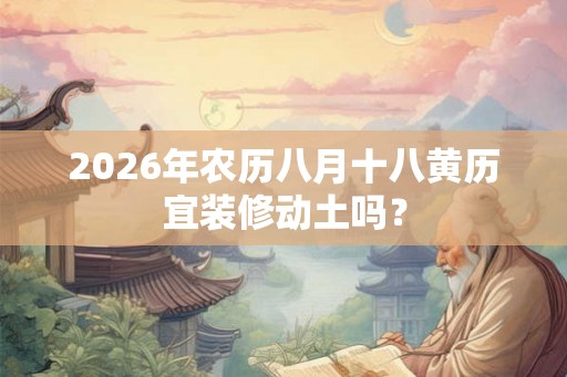2026年农历八月十八黄历宜装修动土吗？