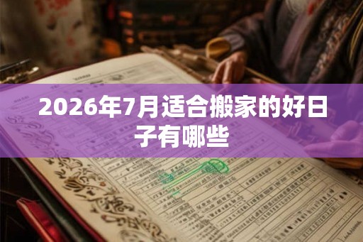 2026年7月适合搬家的好日子有哪些