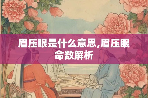 眉压眼是什么意思,眉压眼命数解析