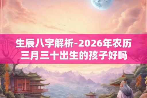 生辰八字解析-2026年农历三月三十出生的孩子好吗