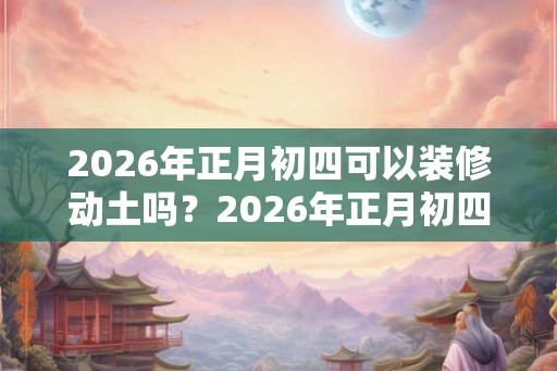 2026年正月初四可以装修动土吗？2026年正月初四时辰吉凶？