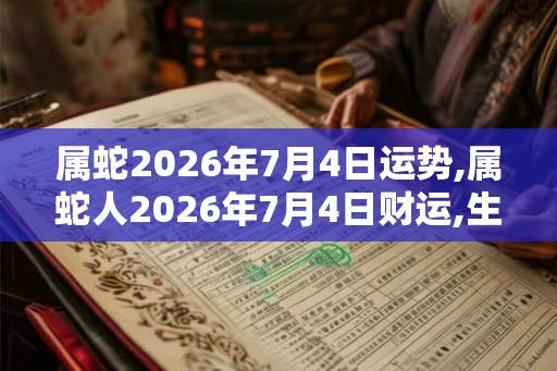 属蛇2026年7月4日运势,属蛇人2026年7月4日财运,生肖蛇2026年7月4日运势