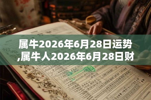 属牛2026年6月28日运势,属牛人2026年6月28日财运,生肖牛2026年6月28日运势