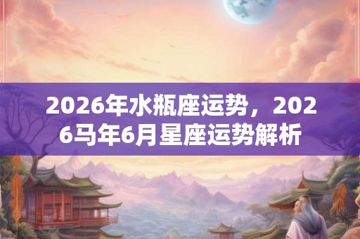 2026年水瓶座运势，2026马年6月星座运势解析