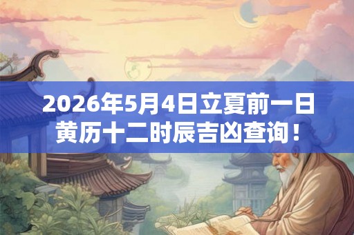 2026年5月4日立夏前一日黄历十二时辰吉凶查询！