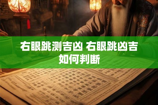 右眼跳测吉凶 右眼跳凶吉如何判断
