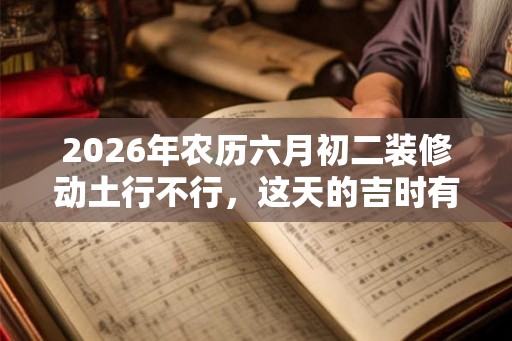 2026年农历六月初二装修动土行不行，这天的吉时有哪些？