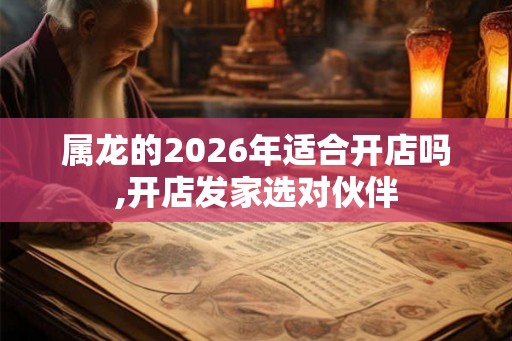 属龙的2026年适合开店吗,开店发家选对伙伴