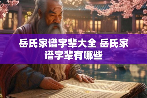 岳氏家谱字辈大全 岳氏家谱字辈有哪些