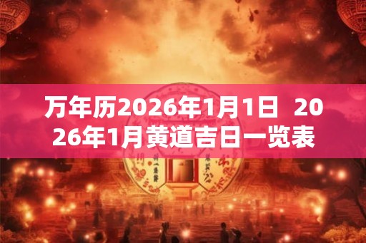 万年历2026年1月1日  2026年1月黄道吉日一览表