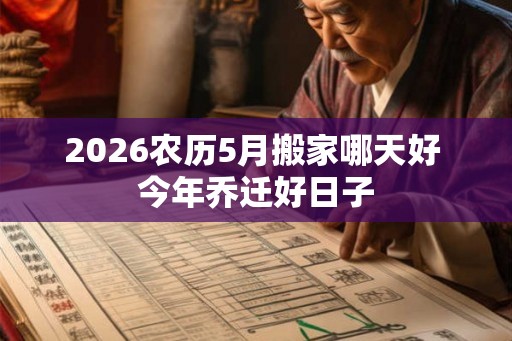 2026农历5月搬家哪天好 今年乔迁好日子