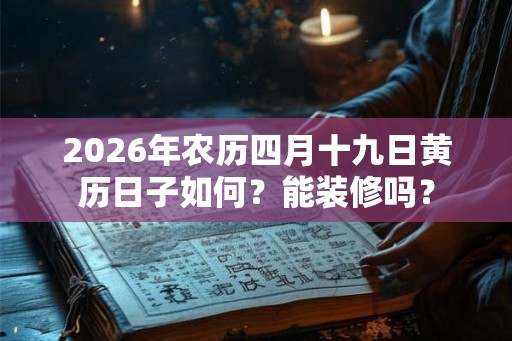 2026年农历四月十九日黄历日子如何?能装修吗? 2026年农历四月十九日黄历日子如何?能装修吗?