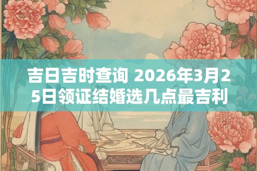 吉日吉时查询 2026年3月25日领证结婚选几点最吉利 吉日吉时查询 2026年3月25日领证结婚选几点最吉利