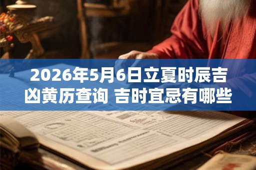 2026年5月6日立夏时辰吉凶黄历查询 吉时宜忌有哪些