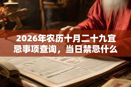 2026年农历十月二十九宜忌事项查询，当日禁忌什么？