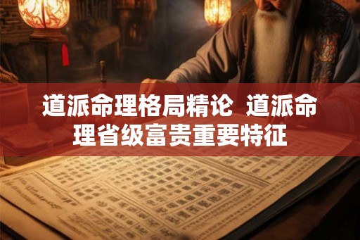 道派命理格局精论  道派命理省级富贵重要特征