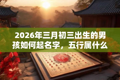 2026年三月初三出生的男孩如何起名字，五行属什么