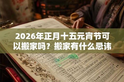 2026年正月十五元宵节可以搬家吗?搬家有什么忌讳? 2026年正月十五元宵节可以搬家吗?搬家有什么忌讳?