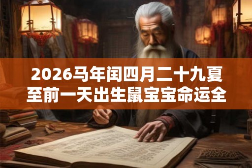 2026马年闰四月二十九夏至前一天出生鼠宝宝命运全解
