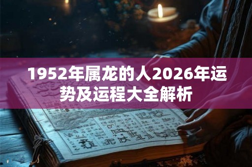1952年属龙的人2026年运势及运程大全解析 1952年属龙的人2026年运势及运程大全解析