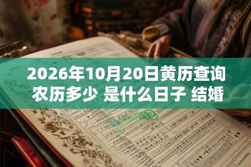 2026年10月20日黄历查询 农历多少 是什么日子 结婚吉时