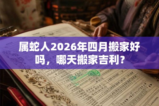 属蛇人2026年四月搬家好吗，哪天搬家吉利？