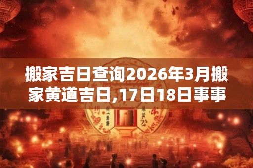 搬家吉日查询2026年3月搬家黄道吉日,17日18日事事顺利 搬家吉日查询2026年3月搬家黄道吉日,17日18日事事顺利
