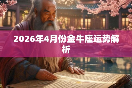 2026年4月份金牛座运势解析 2026年4月份金牛座运势解析