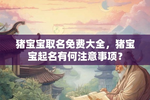 猪宝宝取名免费大全，猪宝宝起名有何注意事项？