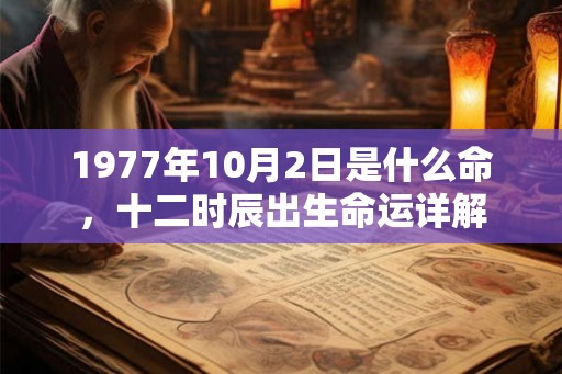 1977年10月2日是什么命，十二时辰出生命运详解